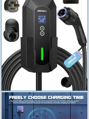 Grecell 32A EV Charger - Black